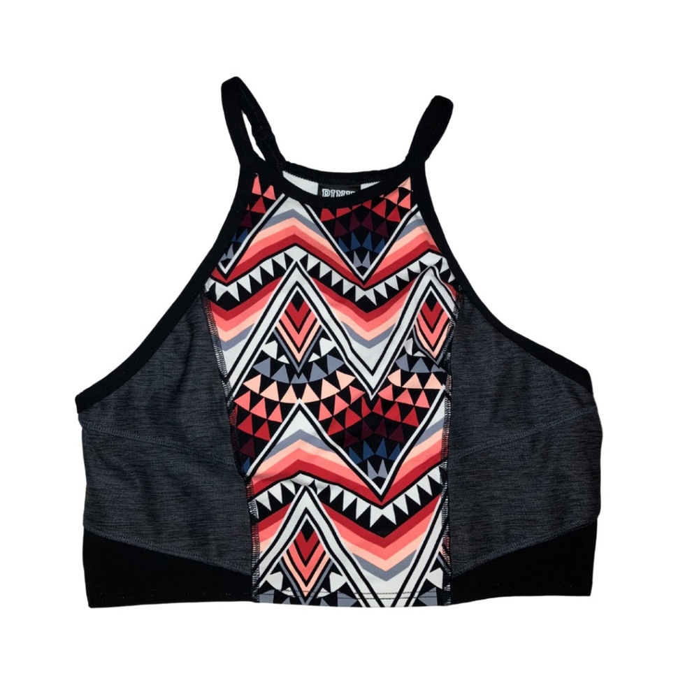 L | NWOT Geo Pattern High Neck Sports Bra